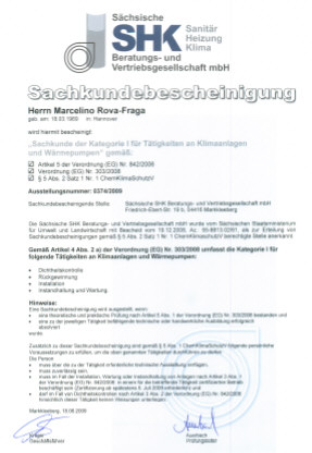Sachkundenachweis Klimaanlagen