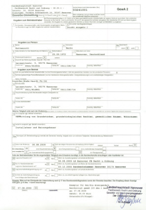 Gewerbeschein inkl. Maklererlaubnis Heiko Hottenrott Hannover