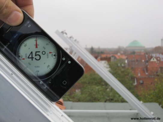 Solaranlage winkel messen ausrichten